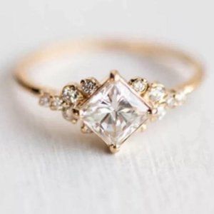 Radiant Gold Women's Ring with Crystal Accents